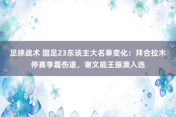 足球战术 国足23东谈主大名单变化：拜合拉木停赛李磊伤退，谢文能王振澳入选