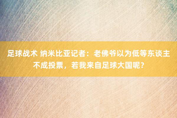 足球战术 纳米比亚记者：老佛爷以为低等东谈主不成投票，若我来自足球大国呢？