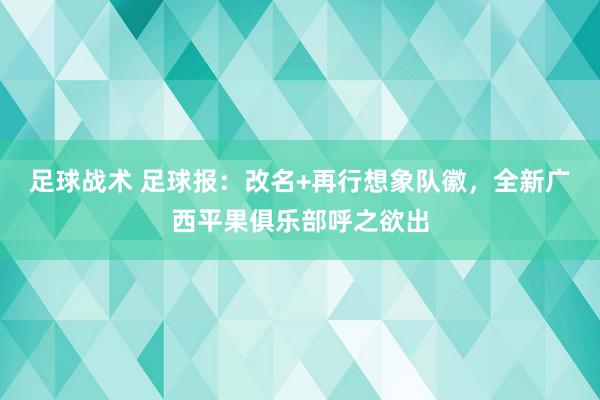 足球战术 足球报：改名+再行想象队徽，全新广西平果俱乐部呼之欲出