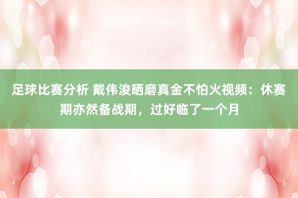 足球比赛分析 戴伟浚晒磨真金不怕火视频：休赛期亦然备战期，过好临了一个月