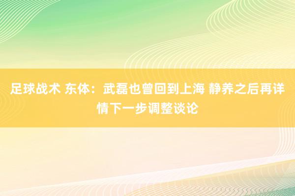 足球战术 东体：武磊也曾回到上海 静养之后再详情下一步调整谈论