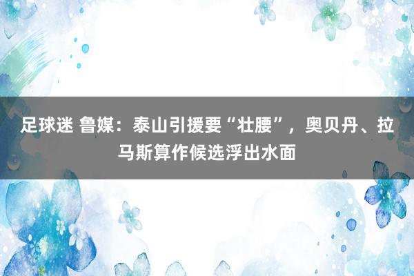 足球迷 鲁媒：泰山引援要“壮腰”，奥贝丹、拉马斯算作候选浮出水面