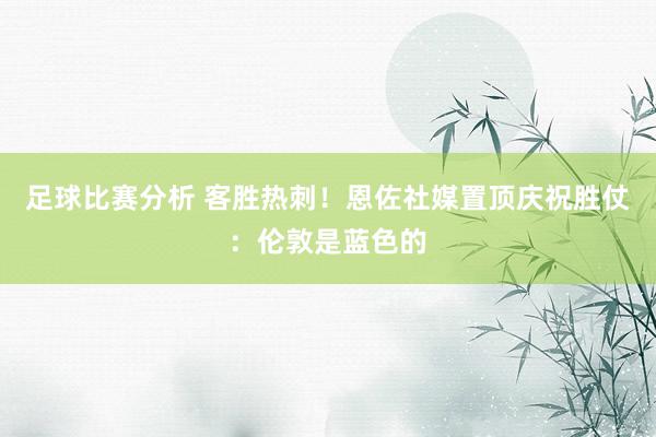 足球比赛分析 客胜热刺！恩佐社媒置顶庆祝胜仗：伦敦是蓝色的