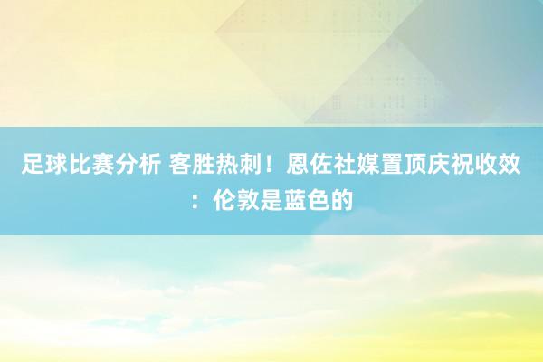 足球比赛分析 客胜热刺！恩佐社媒置顶庆祝收效：伦敦是蓝色的