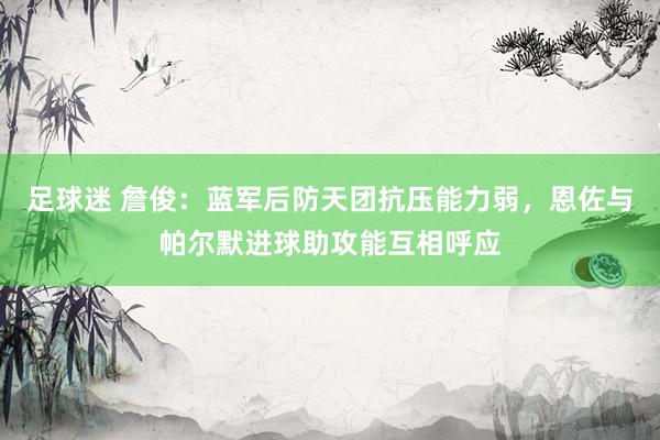 足球迷 詹俊：蓝军后防天团抗压能力弱，恩佐与帕尔默进球助攻能互相呼应